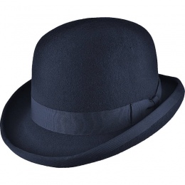 Boys Navy Premium Wool Classic Bowler Hat